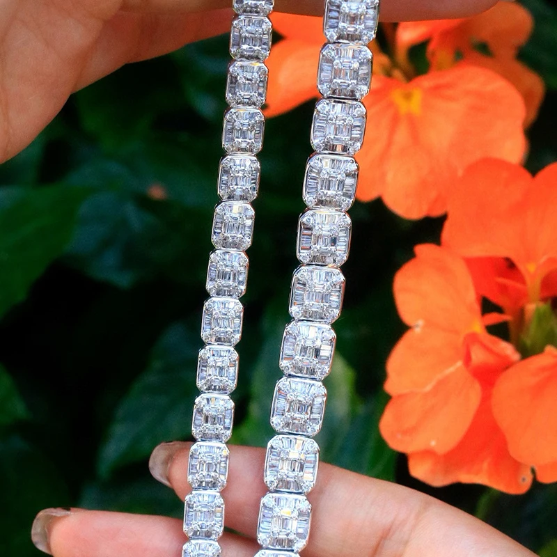 Aazuo Real 18K White Gold Natrual Diamonds 4.0ct - 5.5ct Luxury Big Square Bracelets For Woman Upscale Trendy  Engagement Party