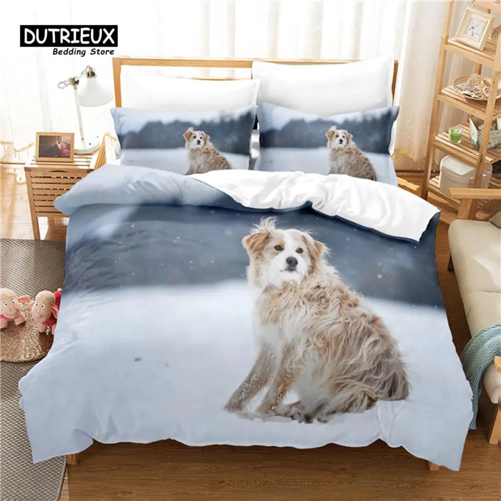 

Digital Printing Bedding Set 3D Duvet Cover Snow Dog Bedding Linen Queen Size Fashion Design