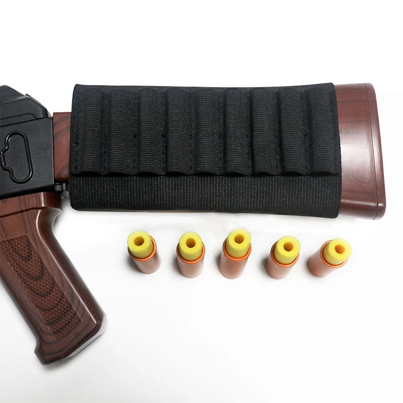 9 Rounds Shotgun Buttstock Ammo Pouch Shell Holder Bullet Cartridge Bandolier Carrier Gun Accessory Hunting Bags Gear