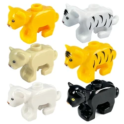 Building Blocks animal tiger lion mother nature jungle Leopard panther mammalian wildlife doll model 5pcs