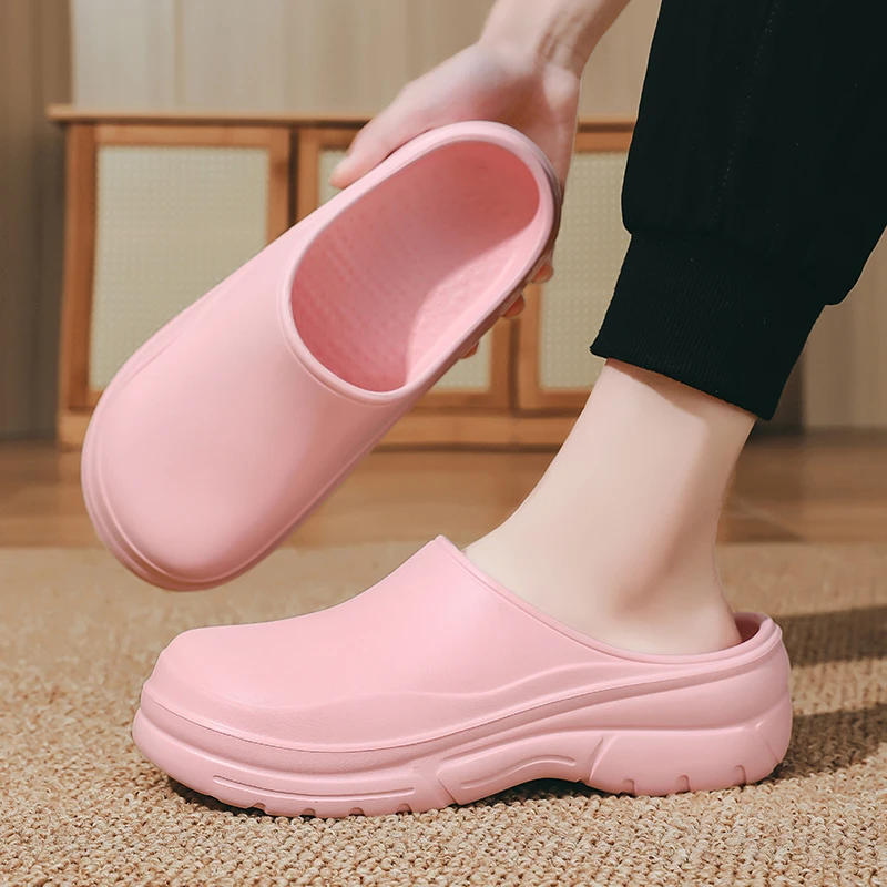 

Summer Men's New Slippers Outdoor Anti Slip Hiking Platform Indoor Waterproof Women's EVA Integrated Fashion Chef Shoes