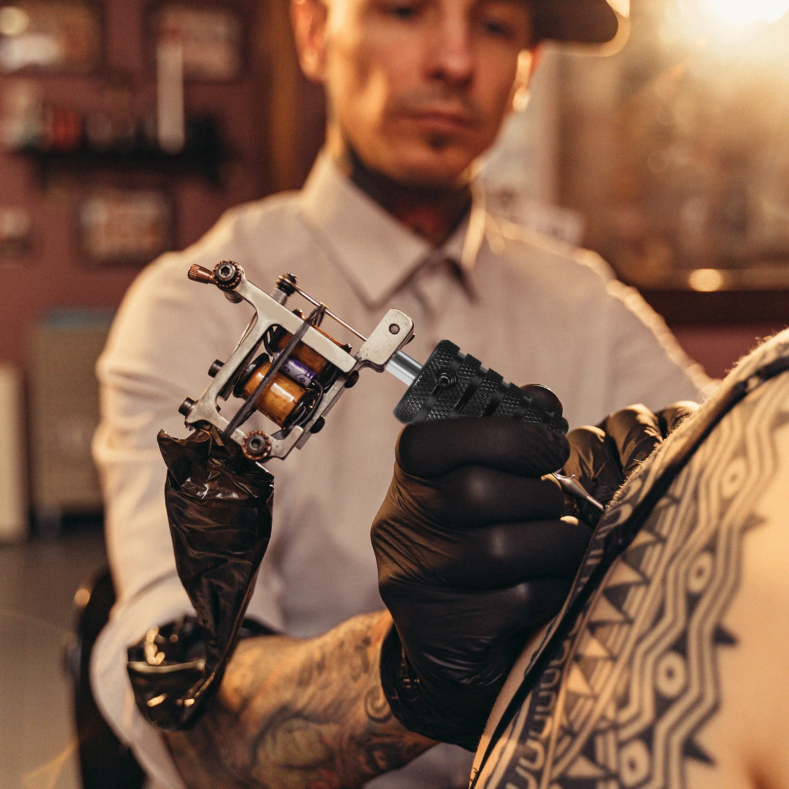 

Black Aluminum Tattoo H 30mm Self Anti Slide Tattoos Grip locking Anti skid Grip Machine Accessories Studio Supplies