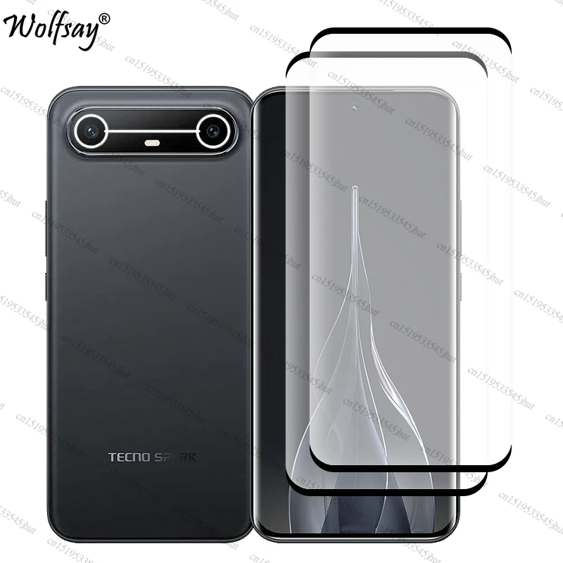 Vidrio templado con borde curvo para Tecno Spark Slim Protector de pantalla para Tecno Spark Slim Glass para Tecno Spark Slim Glass de 6,78 pulgadas