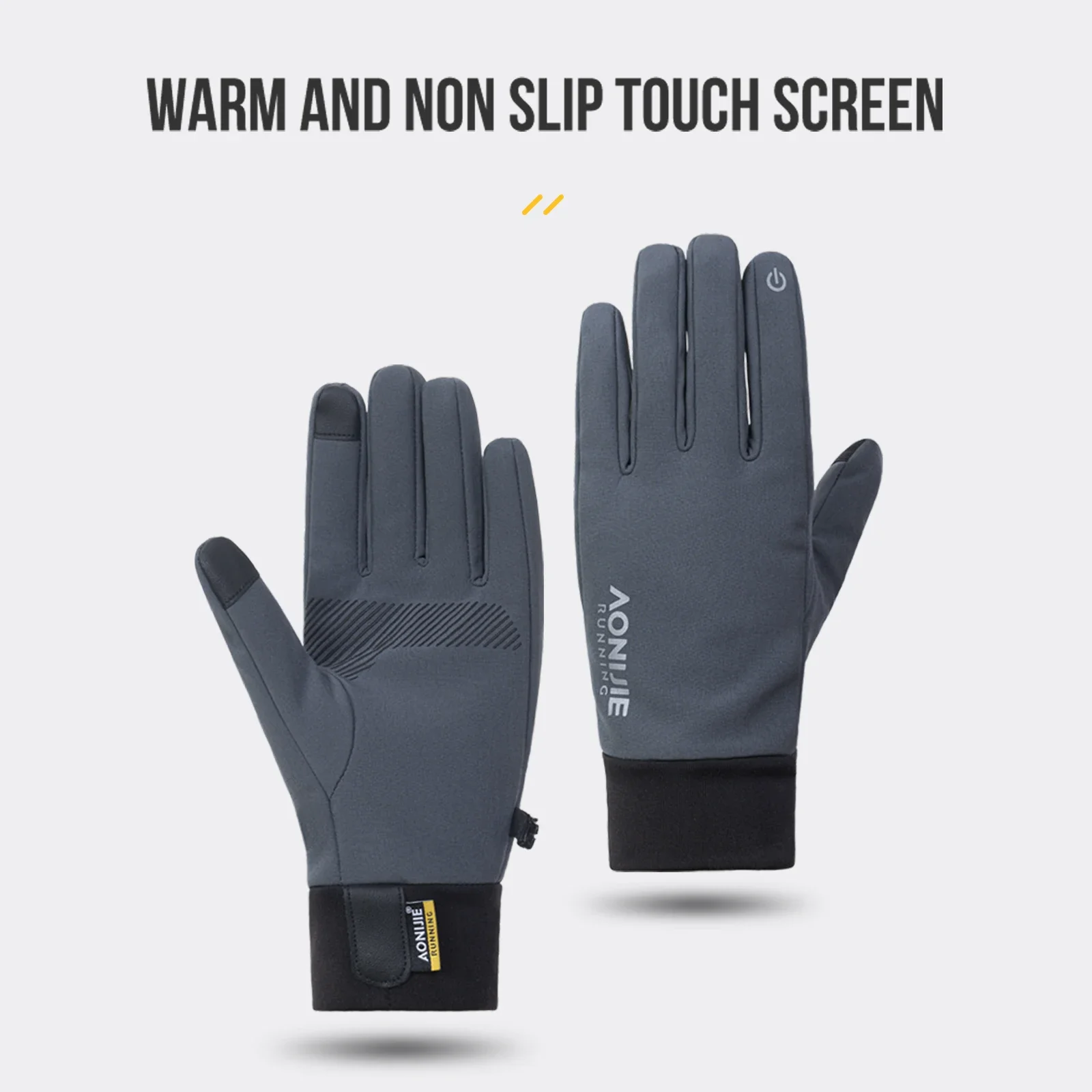 AONIJIE M58 Outdoor Windproof Warm Gloves Full Finger Anti Slip Sports Gloves Two Finger Touchscreen for Running Cycling