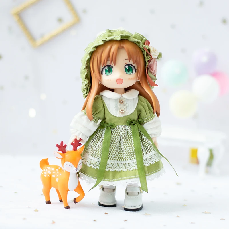 

Ob11 Tender Green Dress Obitsu11 Clothes With Headband Suit For BJD12, Cu-Poche, P9, Molly, 1/12Dolls