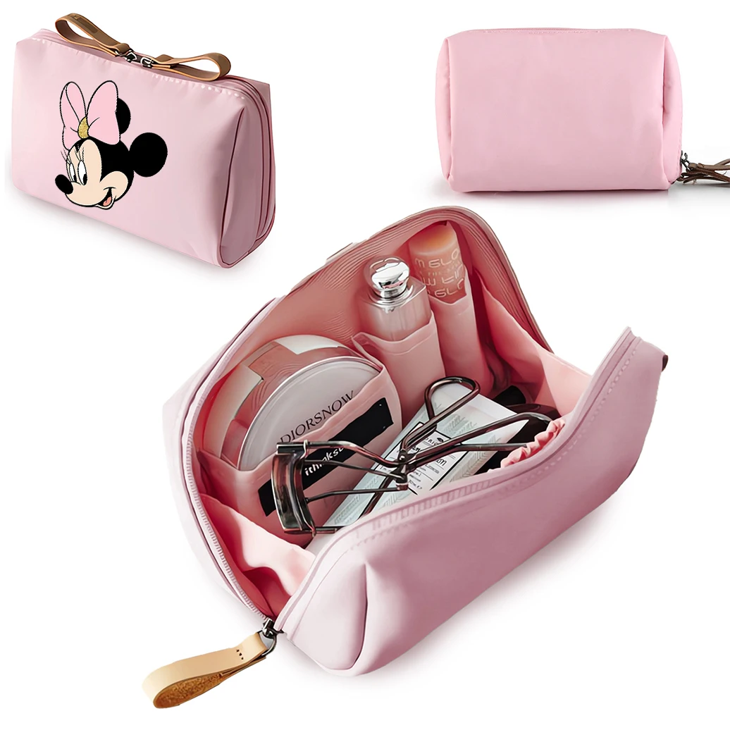 Mickey Minnie Mouse Cosmetic Bag for Women Cartoon Storage Pouch Travel Portable Toiletry Bags Outdoor Makeup HandBag Pendant