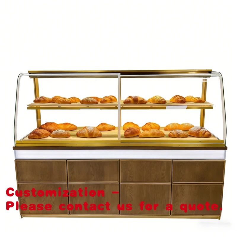

custom.Runse LED Wall-mounted Heavy Duty Recyclable Bread Display Cabinet Well-Designed Bakery Showcase Cake Bread Commercia