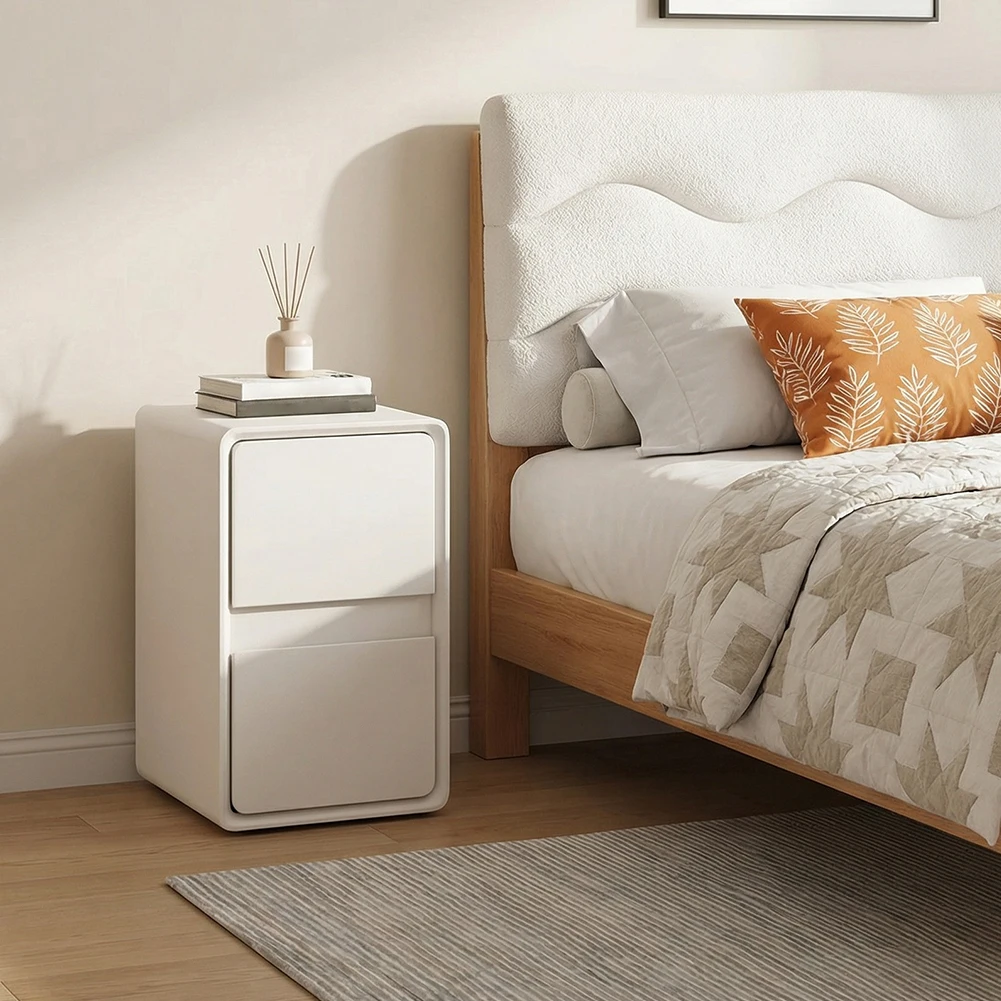 

Прикроватная тумбочка из массива дерева с ящиками, прикроватный столик для спальни с кожаной поверхностью, тумбочка для спальни и гостиной