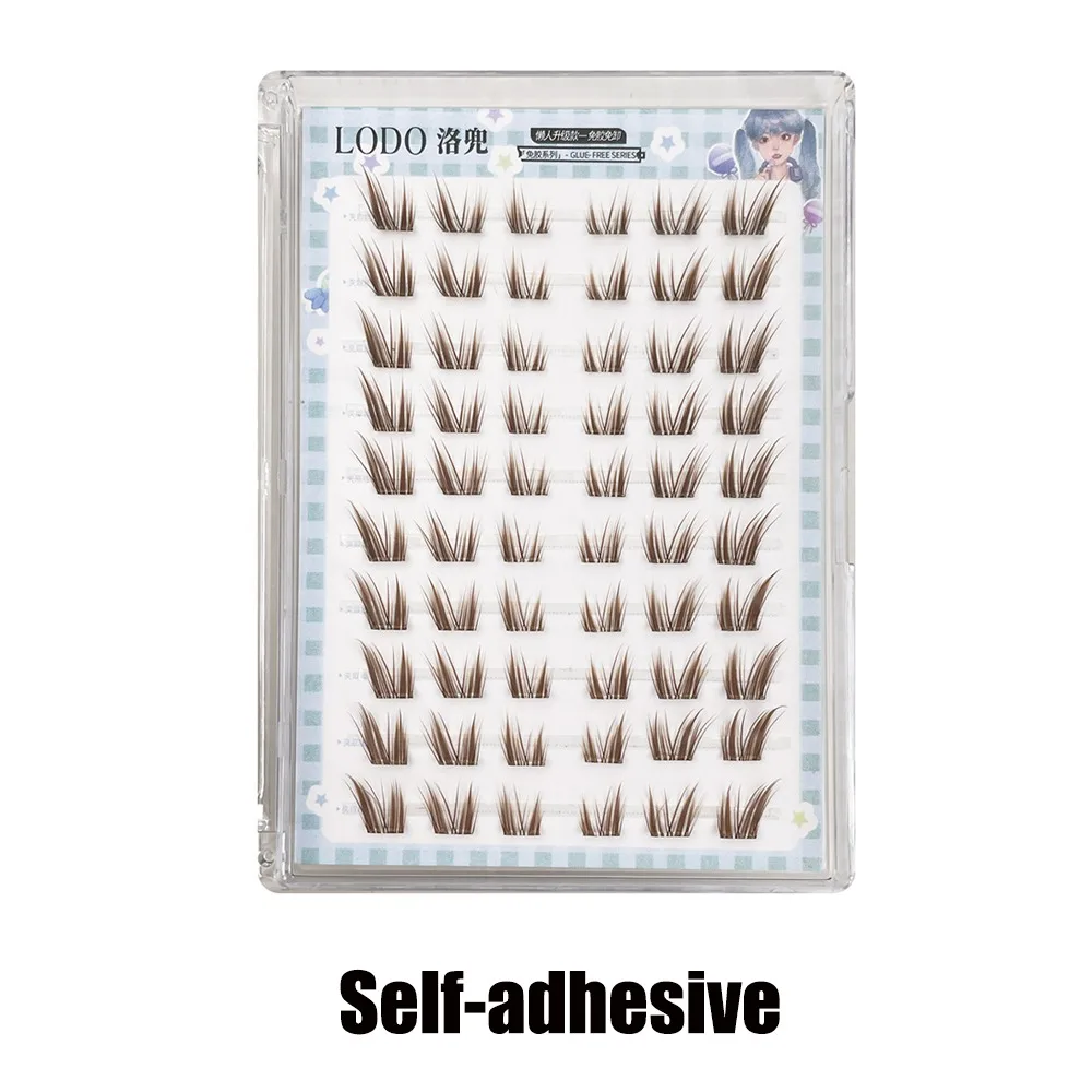 Mulheres estilo olho de gato marrom lash clusters natural diy cílios individuais cílios extensão