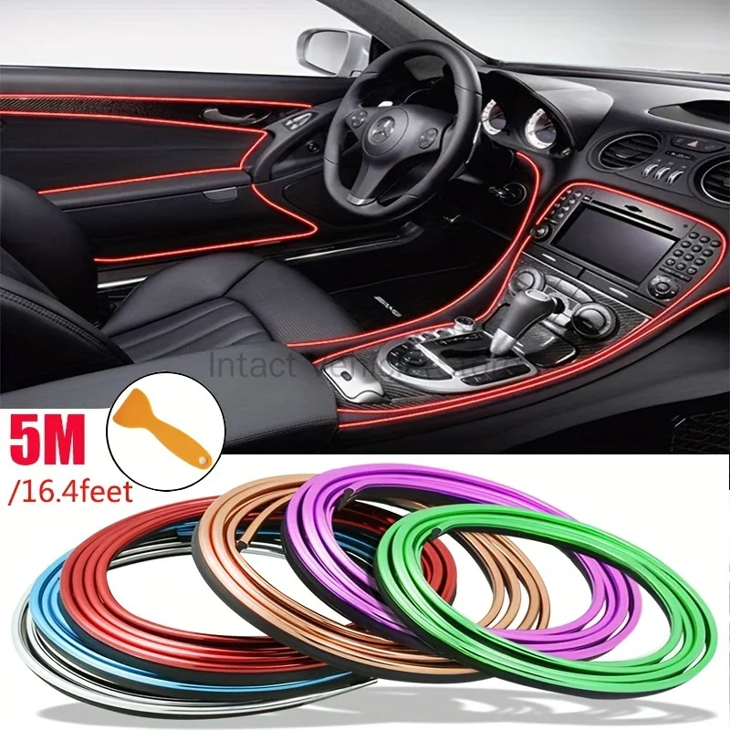 Car Decoration Flexible Strips Universal 5M Interior Auto Mouldings Car Cover Trim Dashboard Door Edgein Car Moulding styling