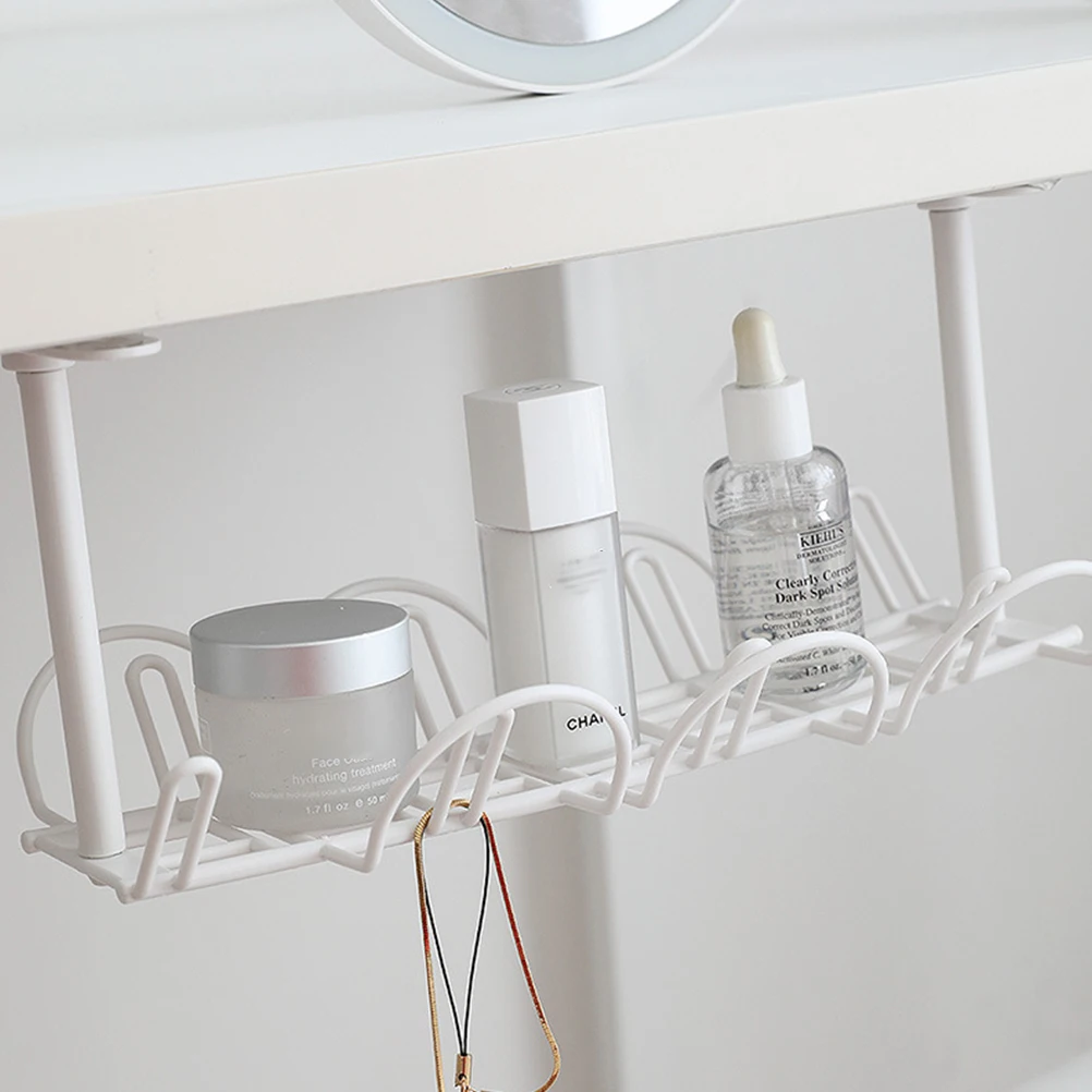 

2pcs 1 Layer White Hanging Storage Basket Office Desk Organizer Strong Lightweight File Holder Pen Cable Phone Rack Simple