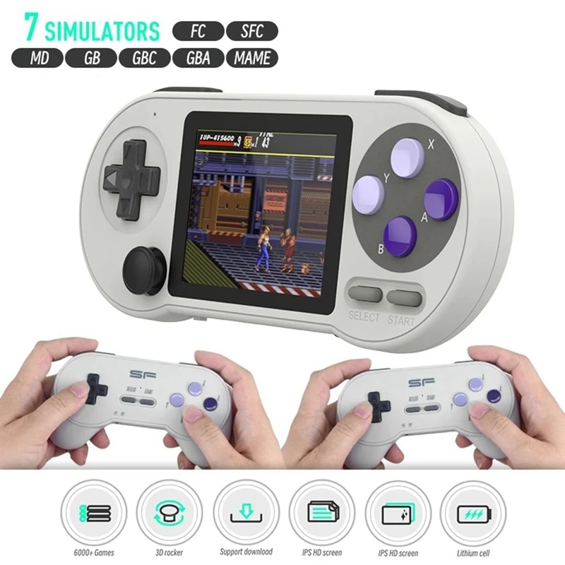 SF2000 Handheld Game Console+2Xhandle Built-In 6000 Games Consoles Support AV Output