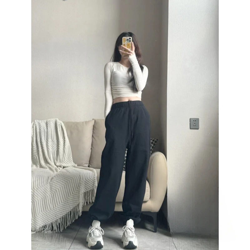 Women Yoga Sweatpants Wide Leg Drawstring Pants Loose Fit Casual Sports Trousers Comfortable Daily Wear Athleisure Bottoms