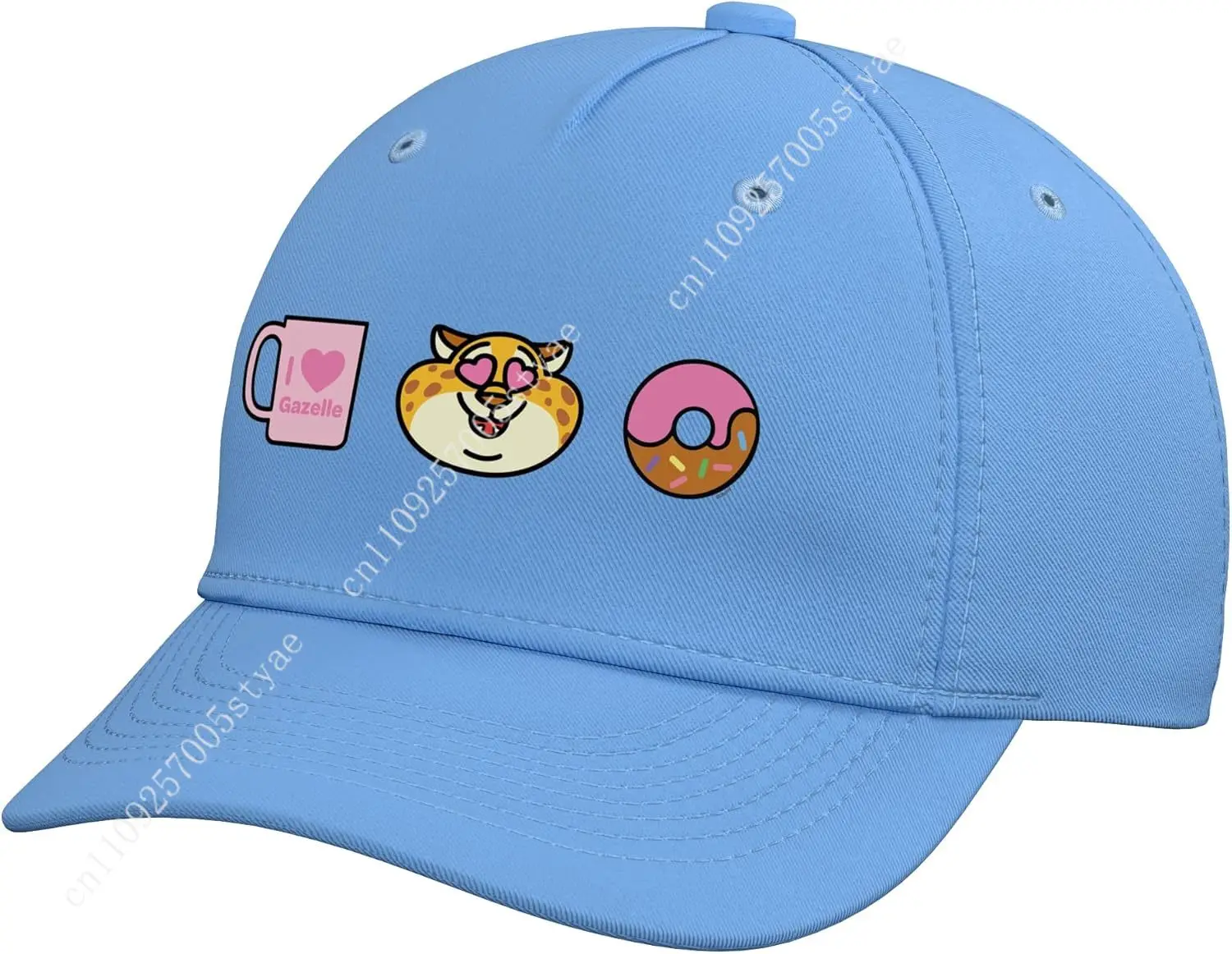 Casquette de baseball imprimée ajustable Disney Zootopia Officer Clawhauser avec motif de beigne de café mignon et emoji