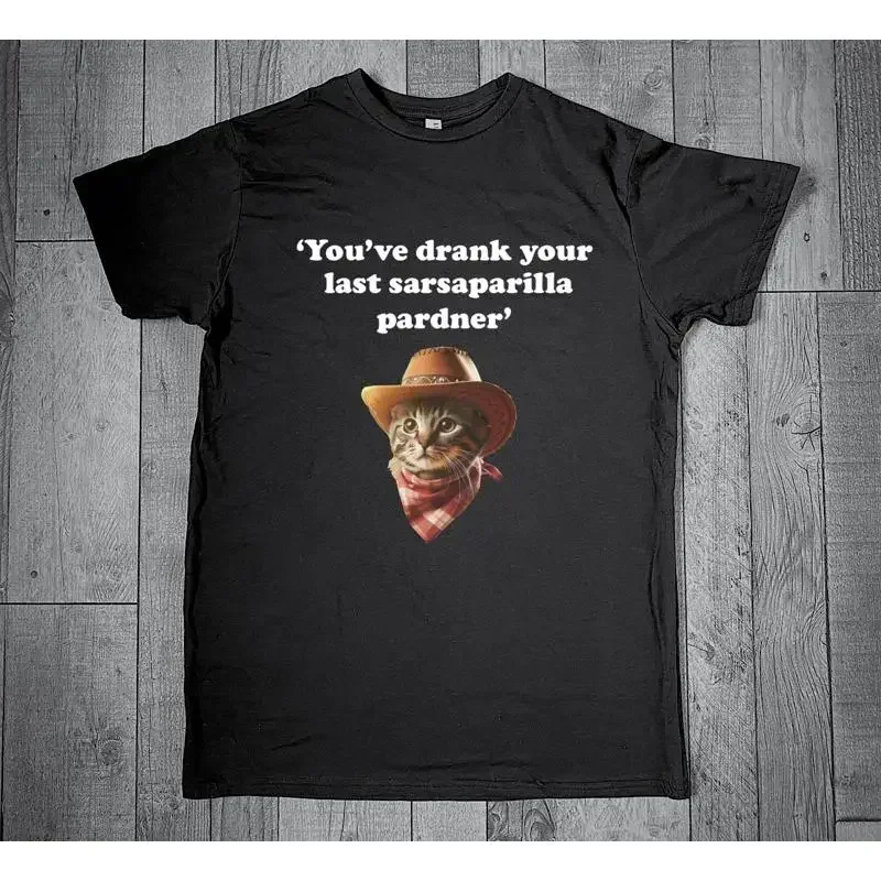 Funny Cowboy Cat Sarsaparilla Pardner Unisex T-Shirt