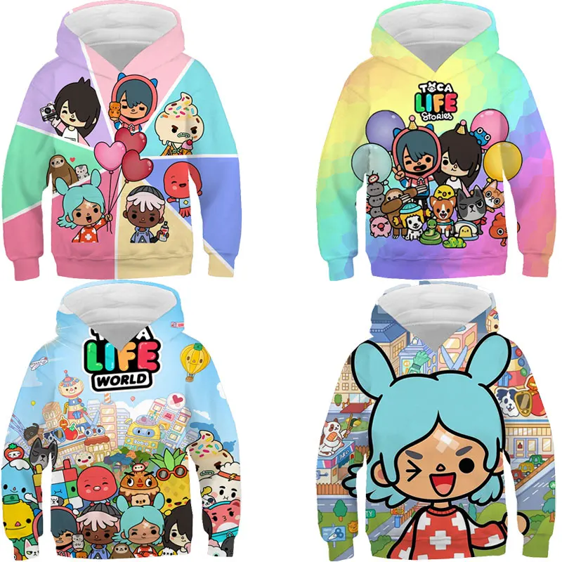 

Toca Life World Hoodies Boys Girls Sweatshirt Children Autumn Hooded Coats Toca Boca Print Pullovers Tops Sudadera Kids Clothes