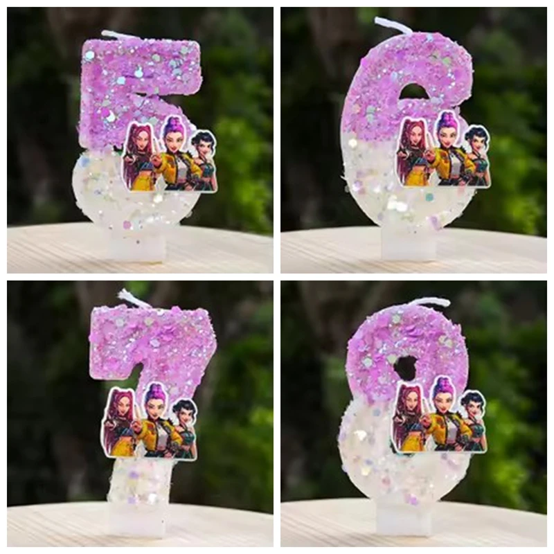 Chiffres de bougies numériques Hunter's 0-9 pour gâteau d'anniversaire enfant, décoration de fête, accessoire de fête à thème dessin animé, pour groupe de filles mignonnes