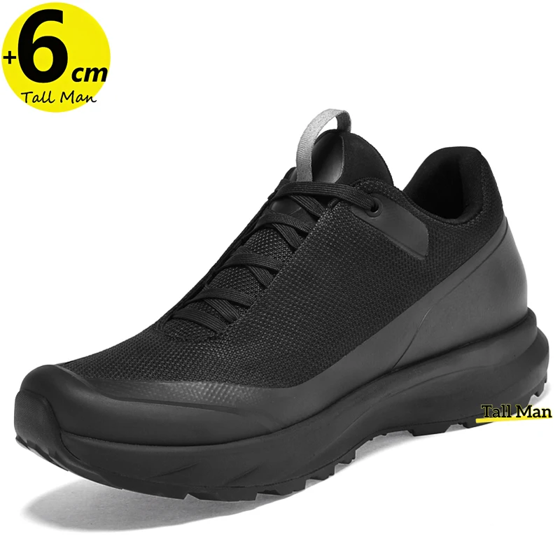Man Elevator  Shoes Lift Sneakers Height Increase Insoles 6CM Men Black Leisure Plus Size 38-45