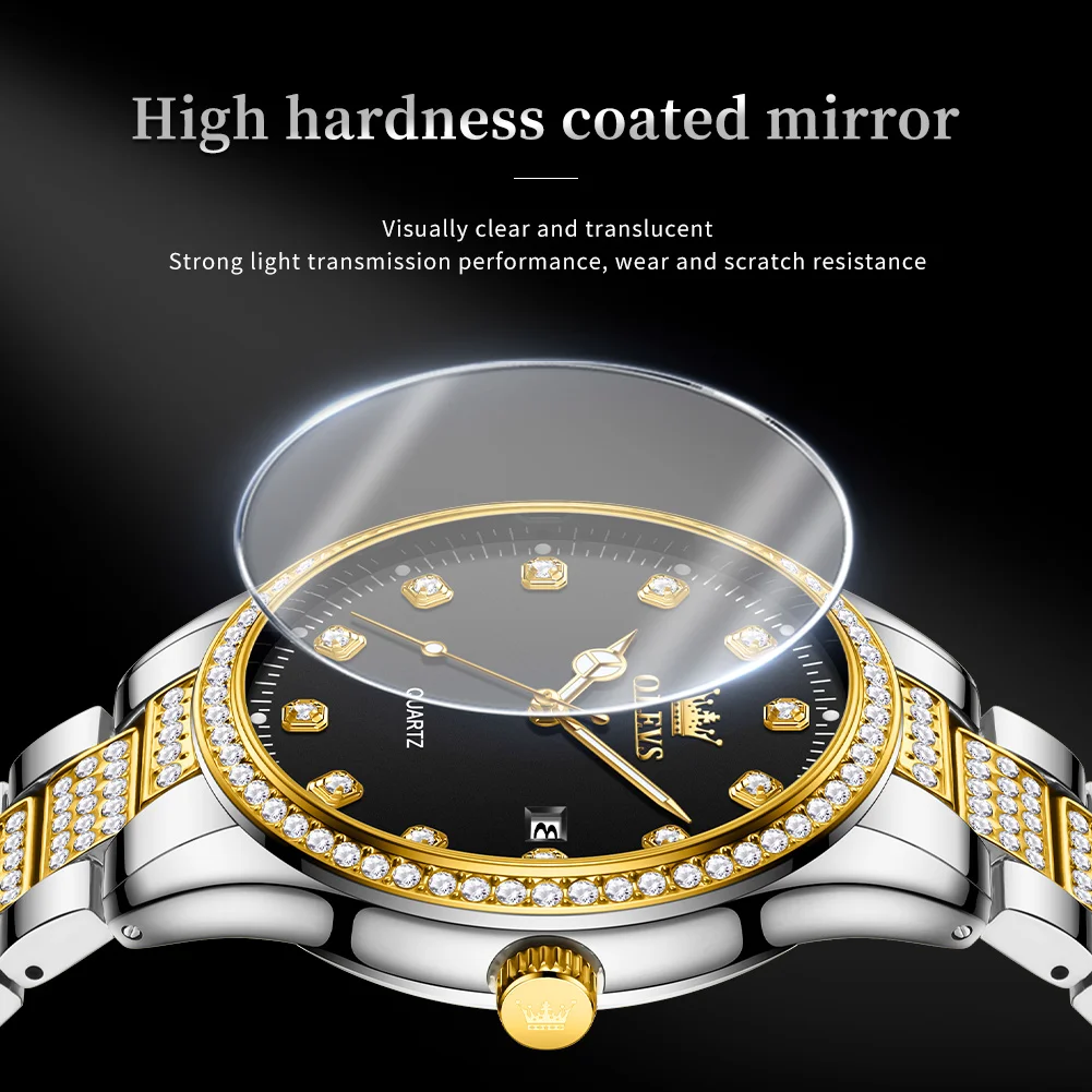OLEVS 9905 Diamond Elegant Men's Original Quartz Watch Business Classic Waterproof Luminous Luxury Men's Watch Christmas Gift
