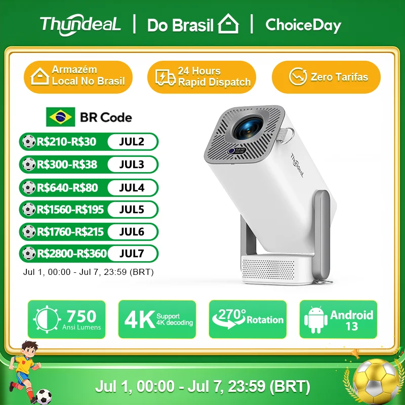 Projetores no Brasil Projetor Full Hd Thundeal Td80 Pro 1080P Suporte 2K 4K Td80 - imagem 1