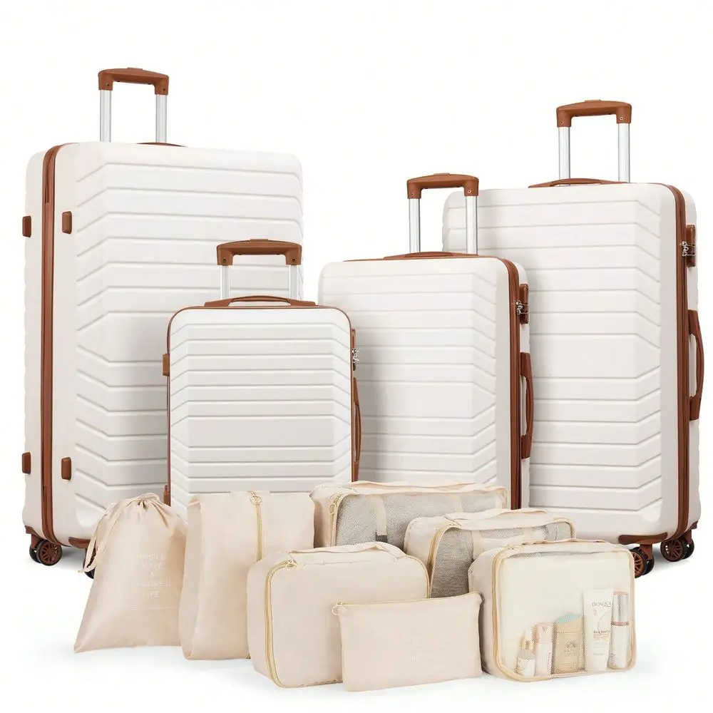 

Hardside Luggage Set 20 24 28 32 Inch With 7 Packing Bags, Durable ABS Suitcases With Spinner Wheels,Combination Lock, Lightwei