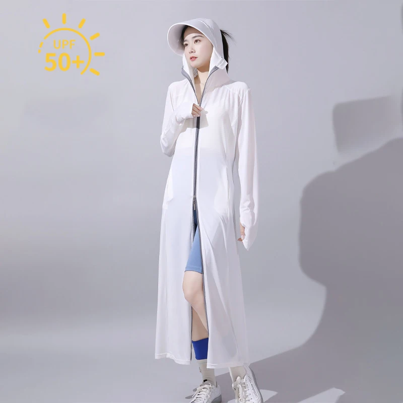 Women's Long Sunscreen Clothing Summer Anti-ultraviolet Ice Silk Cool Feeling Big Brim Breathable UPF 50+ Full Body Sunscreen