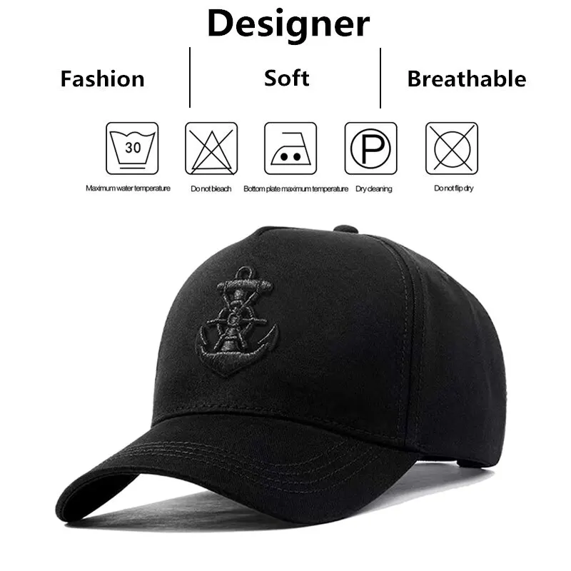 Unisex Ship Anchor Embroidery Baseball Caps Spring and Autumn Outdoor Adjustable Casual Hats Sunscreen Hat