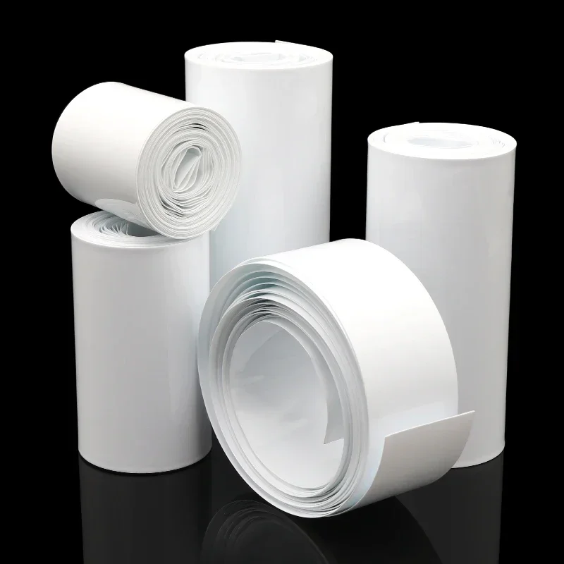 1m~20m PVC Heat Shrink Tube 18650 Lipo Battery Pack 12mm ~ 250mm Insulated Protection Film Wrap lithium Case Cable Sleeve White