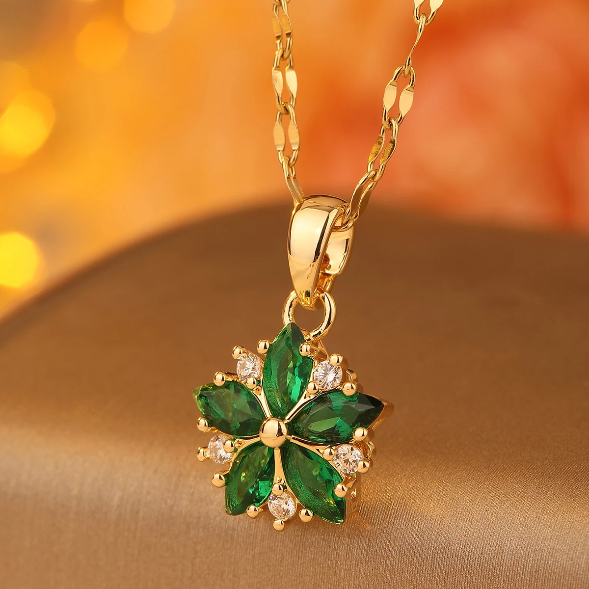 Neue Süße Rosa Kirschblüten Anhänger Edelstahl Halsketten Für Frauen Koreanische Mode Temperament Schlüsselbein Kette Schmuck – Detail 2