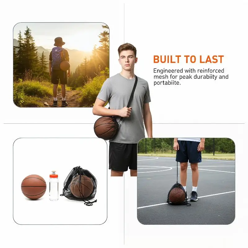 

Sports Training Equipment Bag Basketball Net Design Large Capacity Drawstring