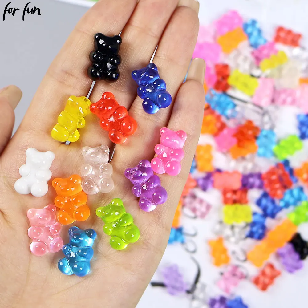 For Fun 10PCS Mixed Color Bear Refrigerator Magnet Sticker Resin DIY Phone Case Jewelry Accessories Headwear Nail Decoration