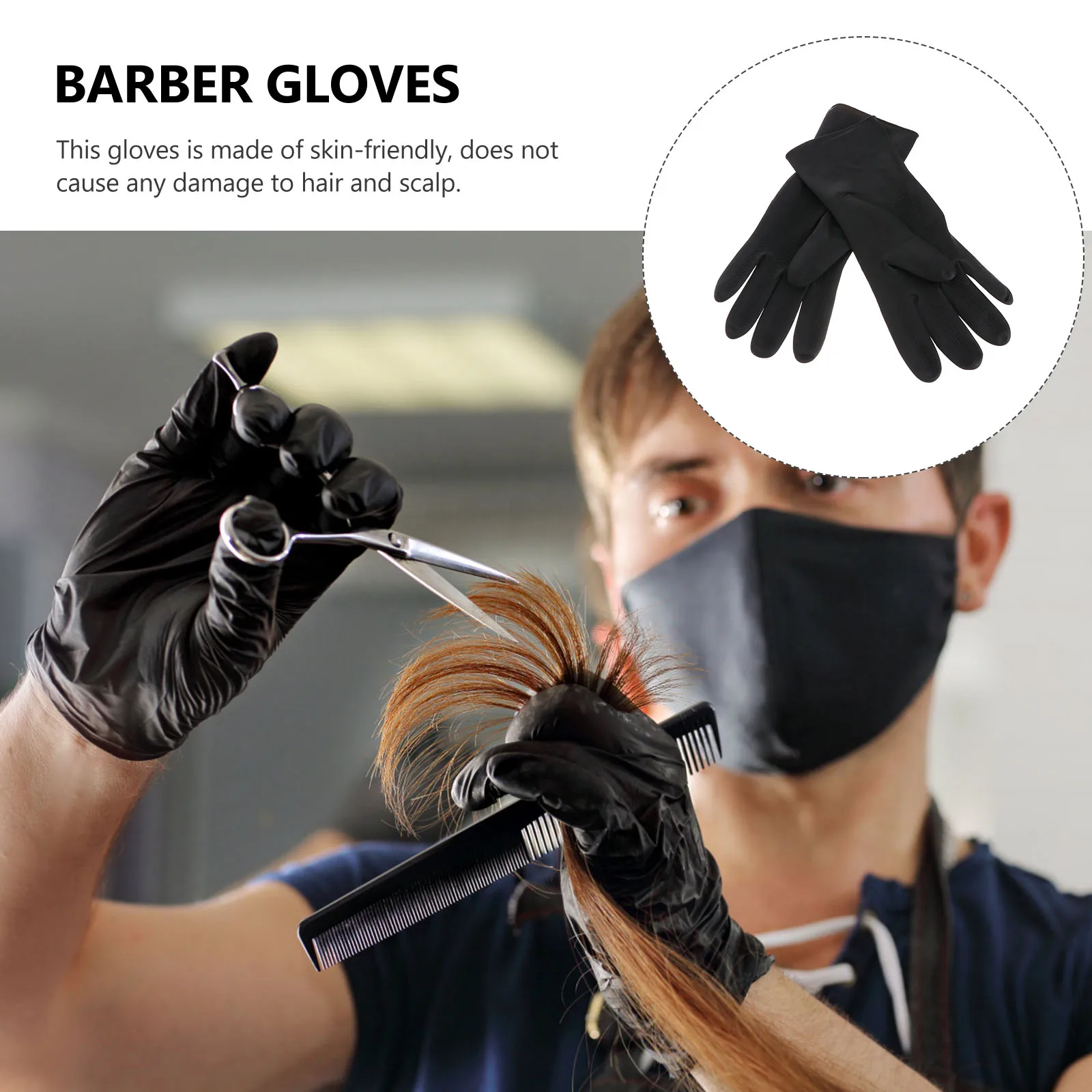 

Gloves for Cleaning Waterproof Anti-slip Barber Hair Shampoo Earth Tones Dye Black