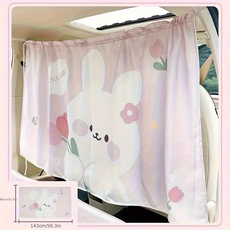 

Car partition curtain Goddess style cute cartoon tulip rear privacy curtain hanging summer sun protection partition Accessories