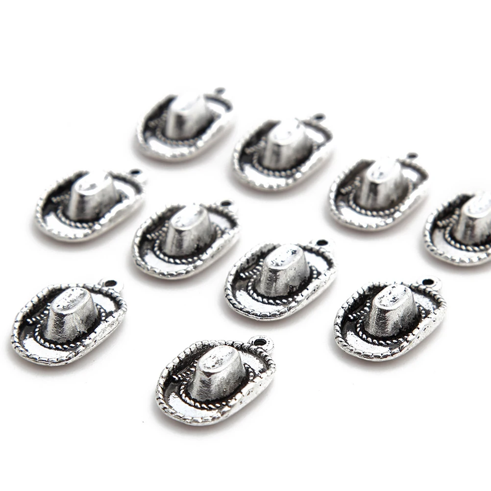 

10 Pcs Cowboy Hat Pendant Caps for Jewelry Charms Making Bracelets Jewellery Kit Tassel Earring Supplies Pendants Alloy