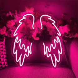LED Angel Wings Neon Sign Custom A Pair Wings Led Neon Light Sign Wall Decor Wedding Party Bar Personalized Neon Lamp Girls Gift