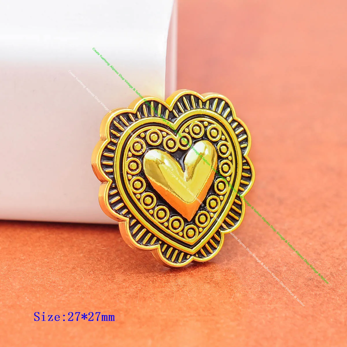 10pcs 27mm Gold Floral Carved Sweet Love Heart Western Saddle Holster Leathercraft Belt Accessories Conchos Screwback