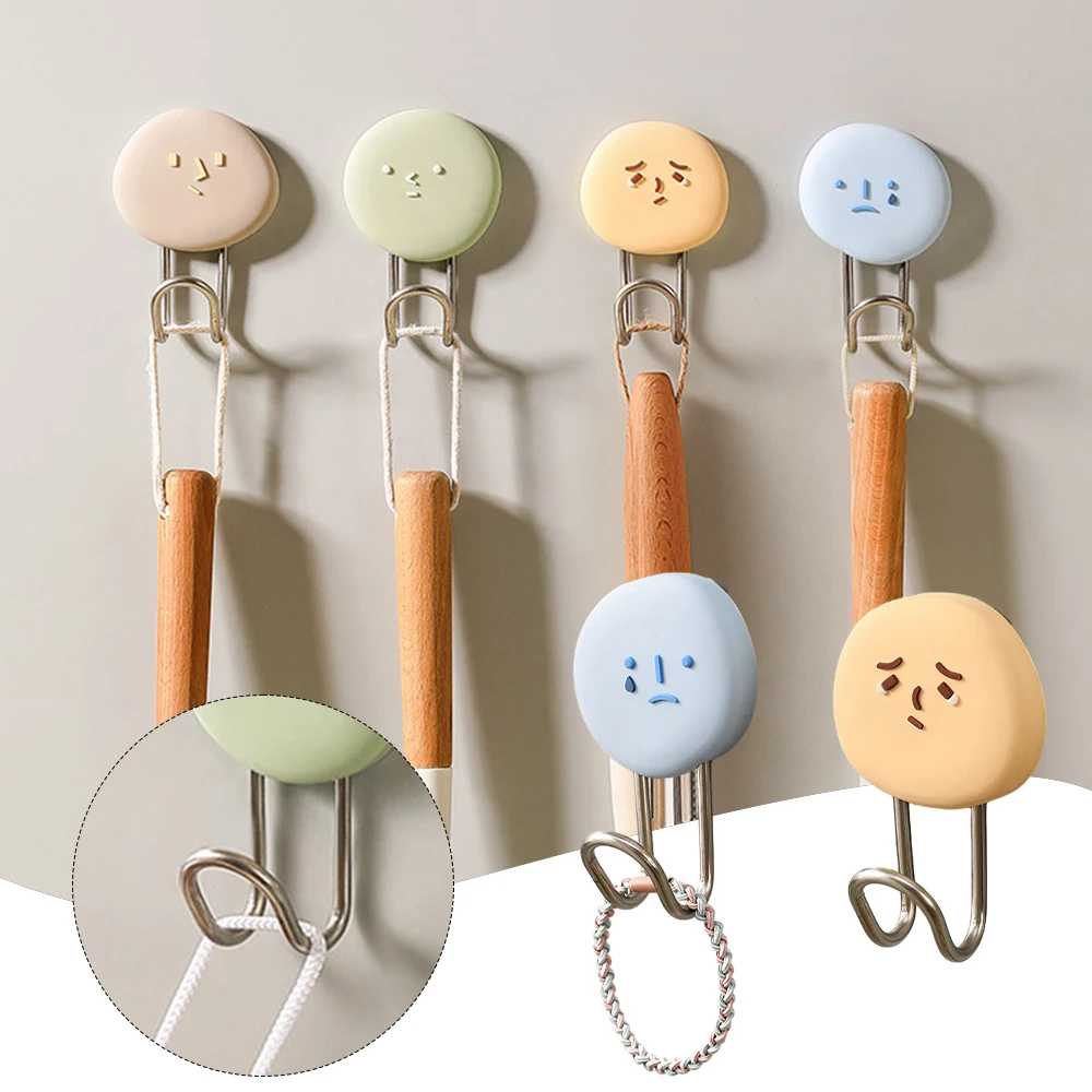 

Funny Cartoon Expression Wall Mounted Hook Household Waterproof Wall Hanger For Home Wall Window