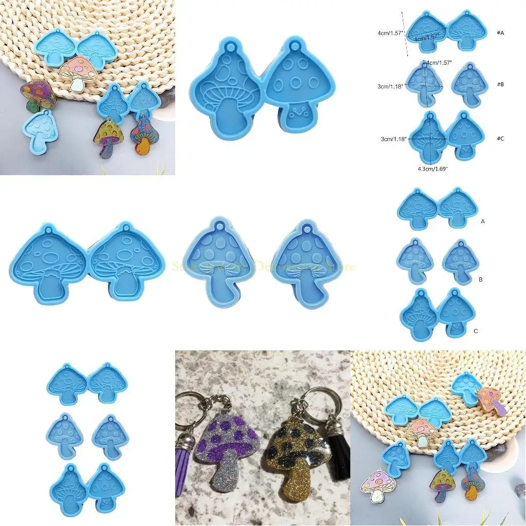 

D46E Unique Earring Molds Mushroom Earring Silicone Mold with Hole Resin Casting Mold