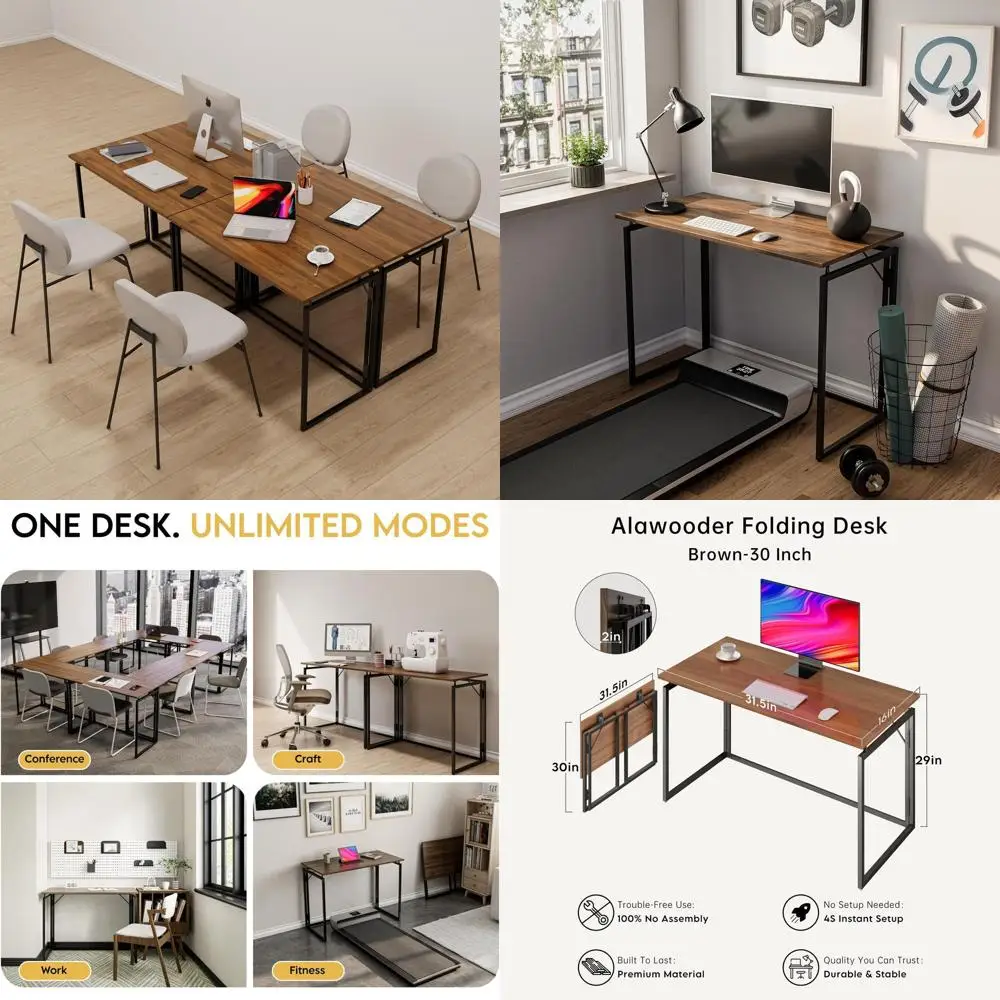 Compact 30 Folding Desk - Portable, Space-Saving Desk for Small Spaces, Ideal for Crafting, Writing, Studying, and Work