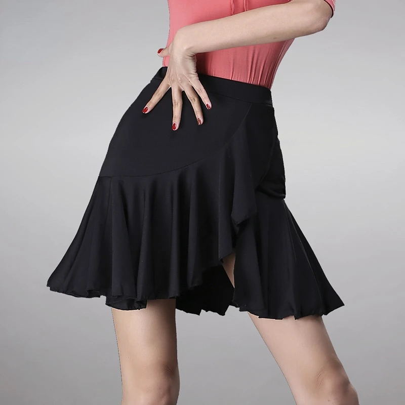 Dança latina saia feminina adulto sexy vestido curto novo desempenho de dança ondulado-borda saia treinamento de dança profissional vestido de dança