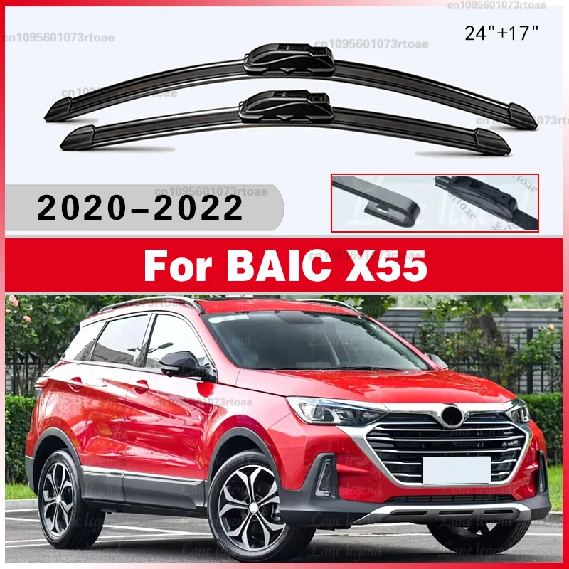 Escobillas Limpiaparabrisas Tipo U con Ganchos en J de 24"+17" para BAIC X55 FL 2020 2021 2022 Modelo 1.5T, Accesorios para Auto, Parabrisas Delantero
