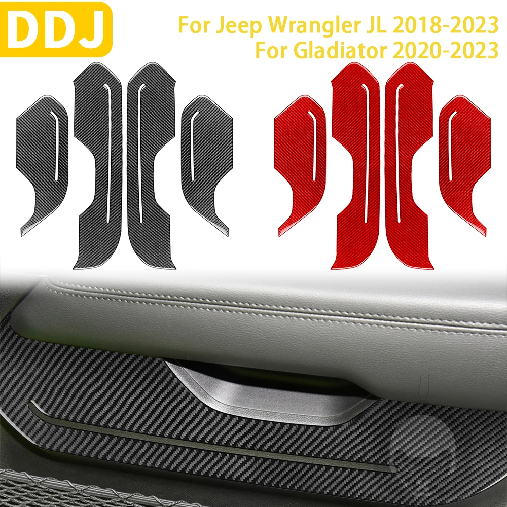 

For Jeep Wrangler JL 2018 2019 2020 2021 2022 2023 Accessories Carbon Fiber Car Interior Door Panel Trim Sticker Decoration