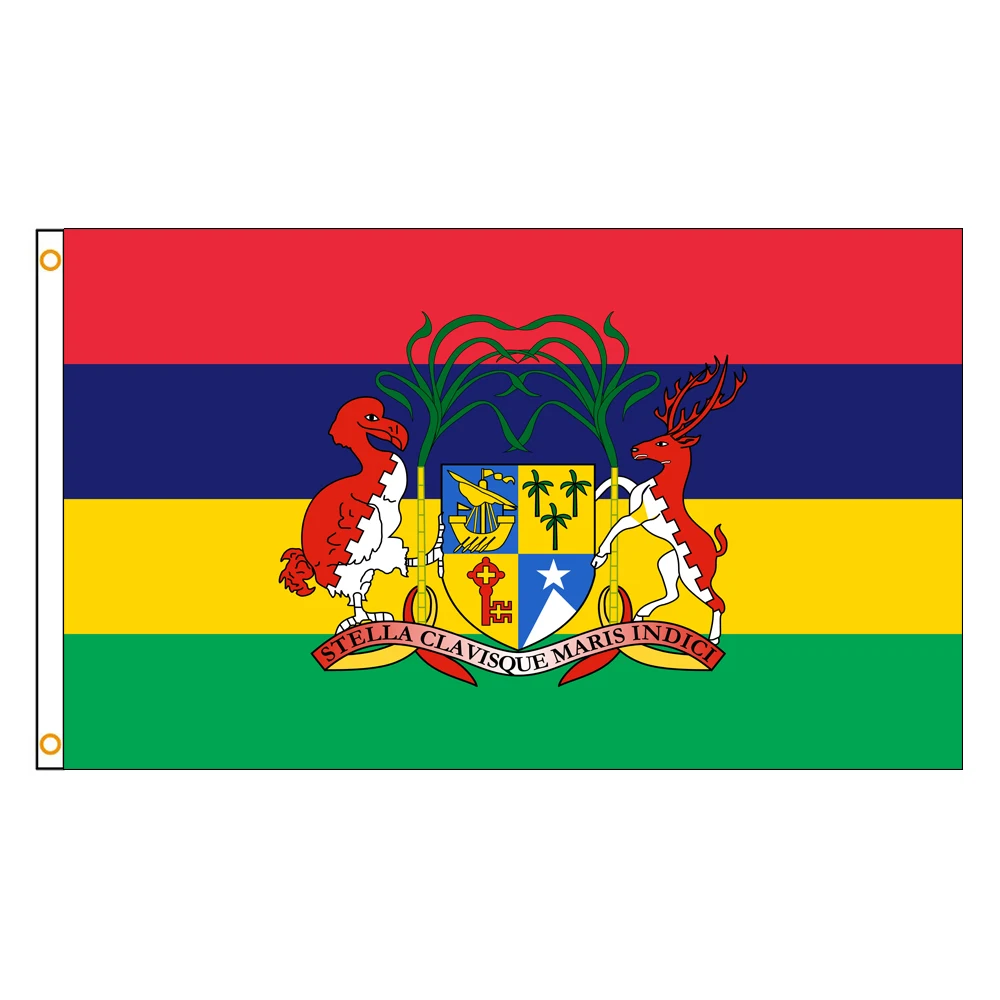 3×5 Foot Mauritius Emblem Flag Polyester Printed Banner Tapestry For Decor