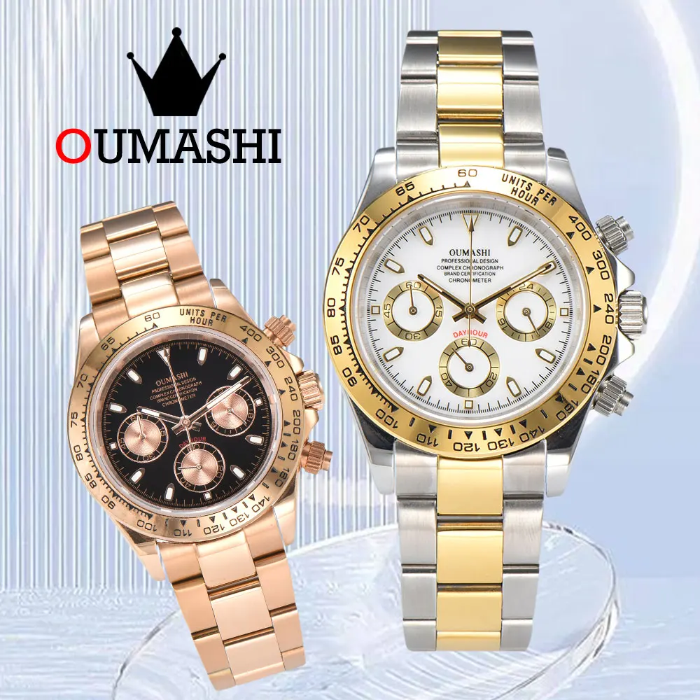 

OUMASHI-DTN series top men's watch VK63 watch sapphire glass VK63 movement luxury watch panda three eye quartz watch