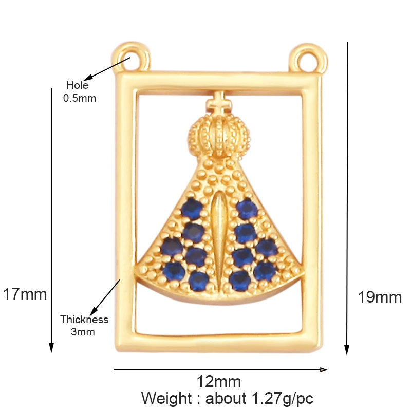 Religious Stye Jesus Virgin Mary Charm Geometry Pendant,Holy 18K Gold Inlaid Cubic Zirconia Jewelry Necklace Accessories M14