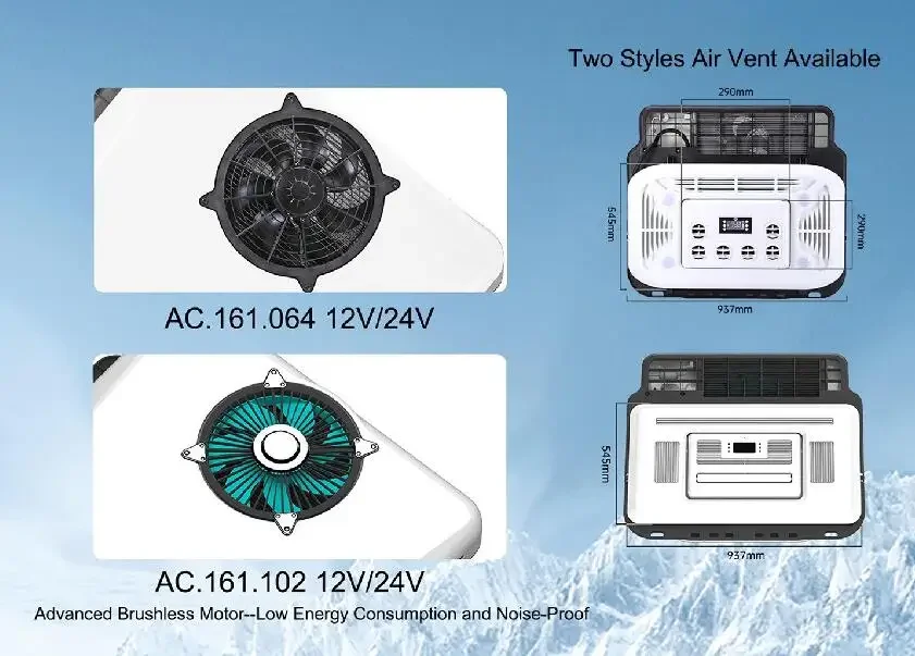 AC.161.064 RV Car AC 24V Intelligent Parking Cooler R134a Parking Heater DC 24V Air Conditioner for Truck Recreational Vehicle