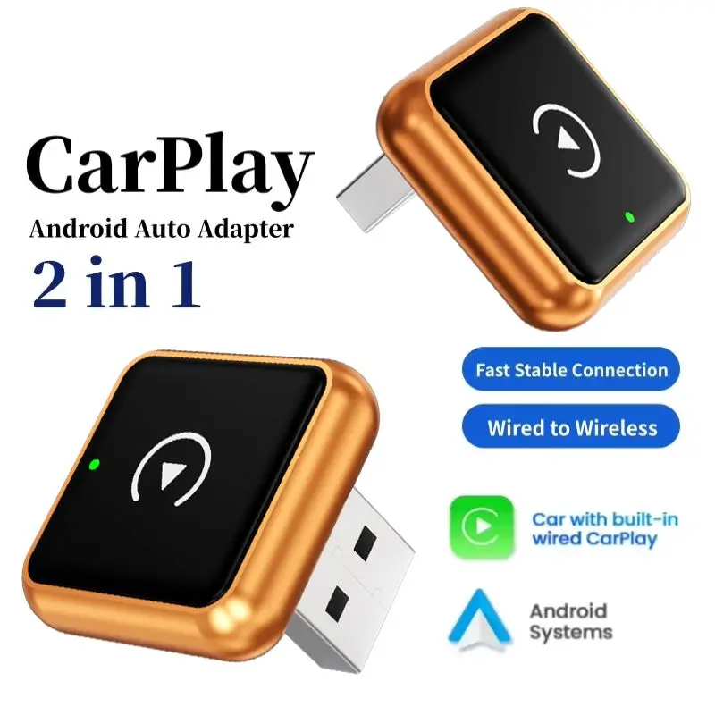 

Wireless CarPlay 2in1 Dongle Wireless Android Auto Adapter AI Smart Box Car Intelligent Systems For Car With Wired CarPlay