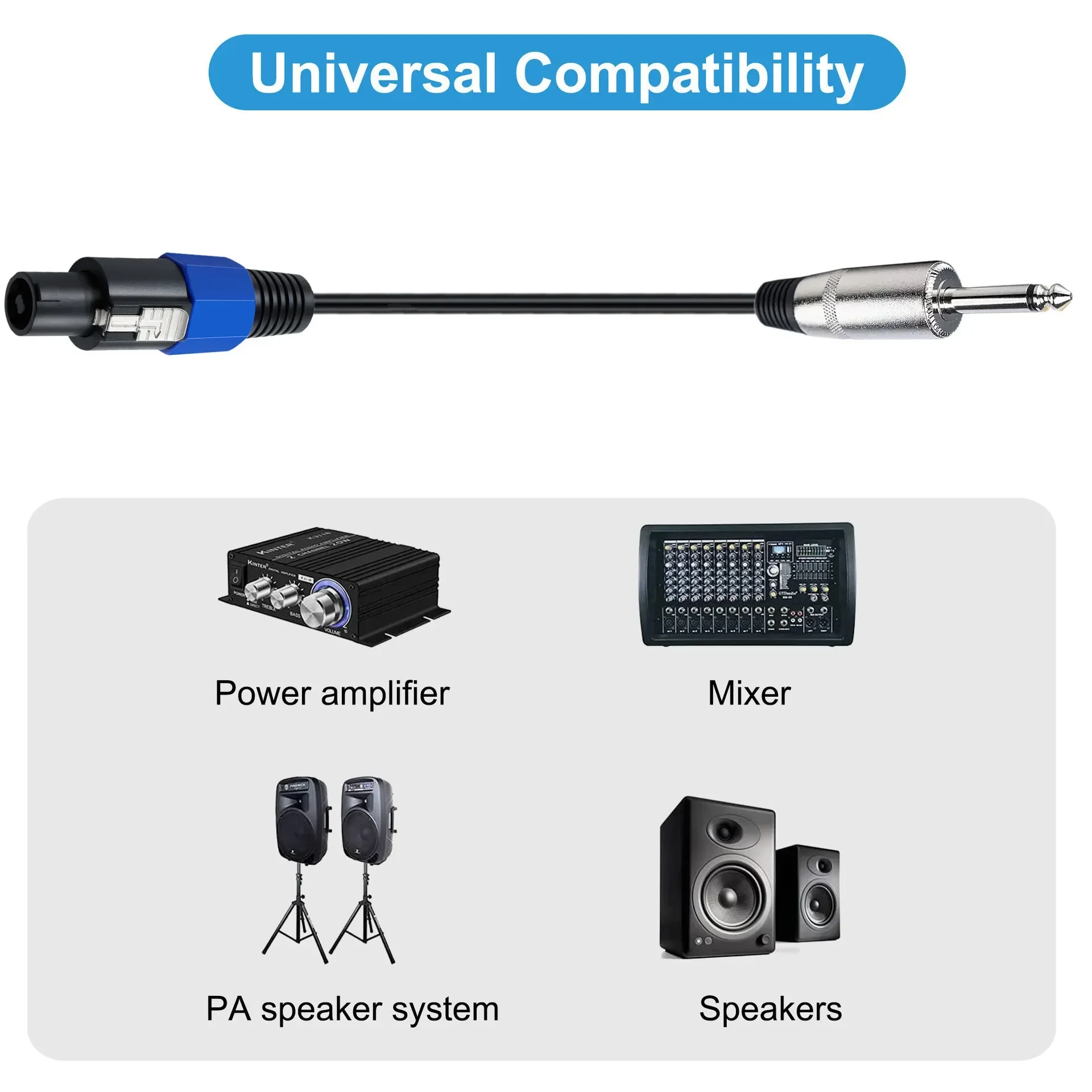 Speaker Cable Speakon Female Connector to 1/4\