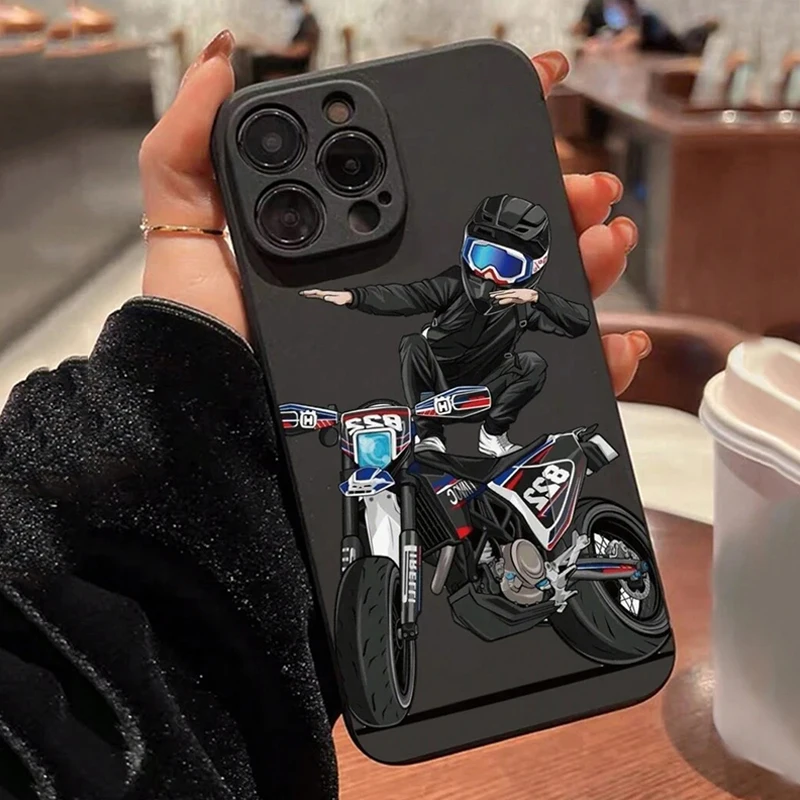 

Motorbike Cool Kid Painted Matte Phone Case For Samsung S25 S24 S23 S22 Ultra Plus FE A14 A34 A15 A35 A55 A53 A54 A16 5G Cover