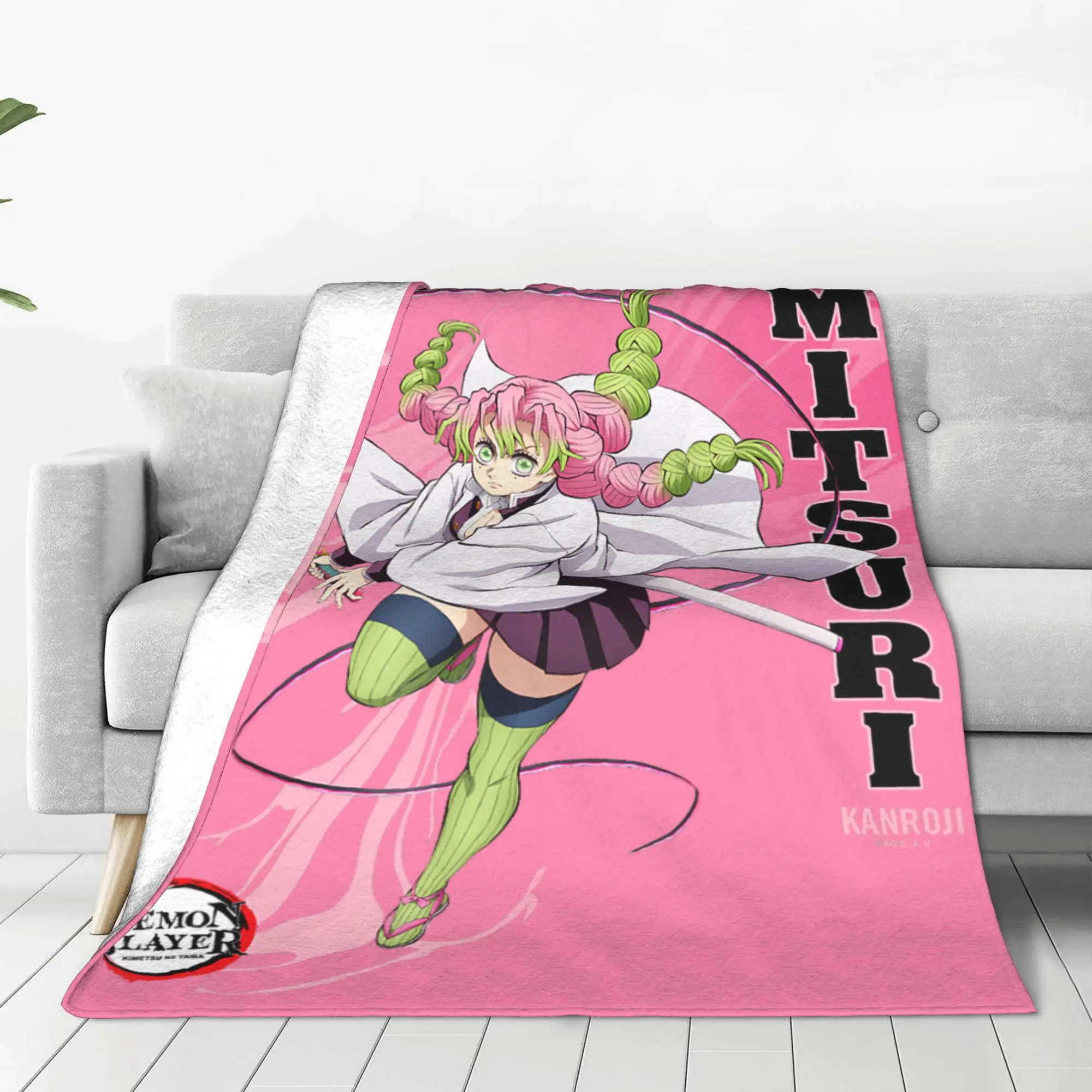 1PC Home Demon Slayers  Infinty Castle Mitsuri Girl Love Hashira Blanket Throw Blanket  Novelty Warm Blanket All Season Gift